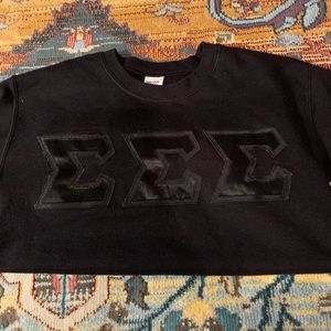 Tri Sigma Black Letters Crew Neck